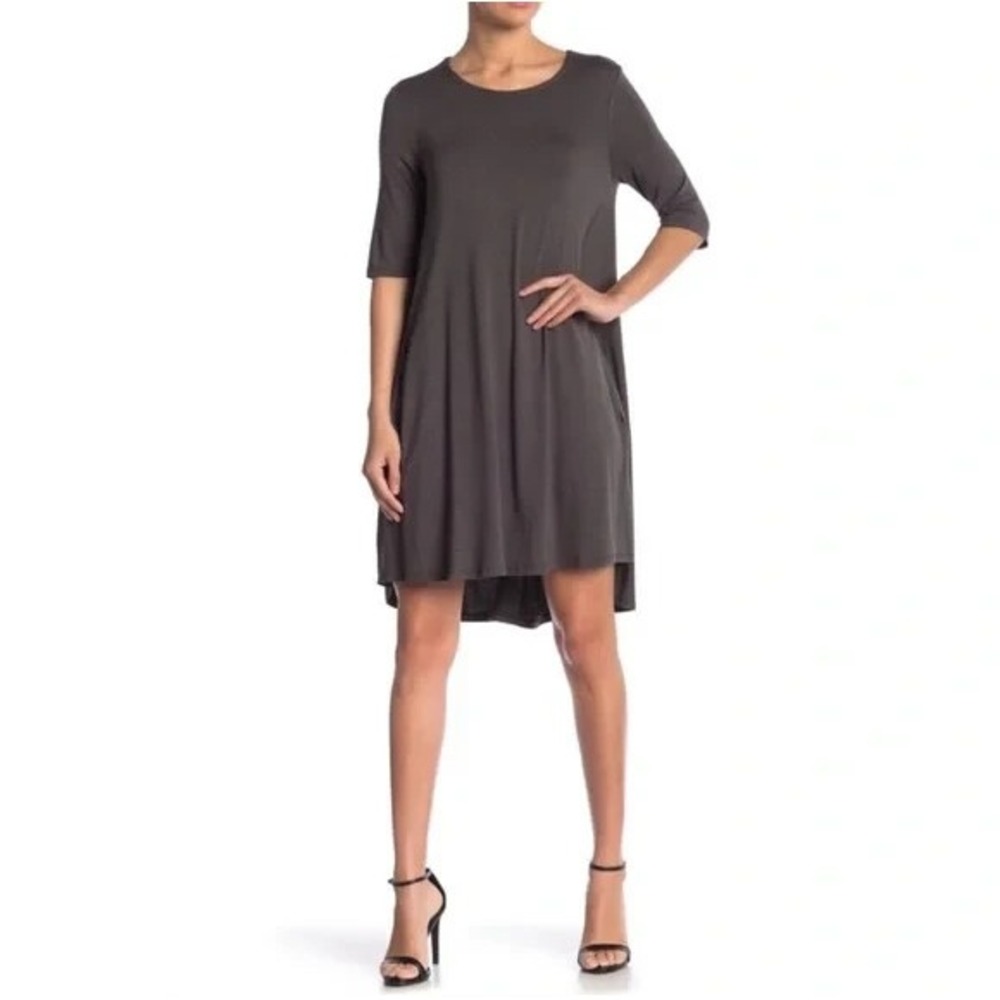 Philosophy T-Shirt Dress Women Medium Gray High-Low Swing Minimalist Capsule